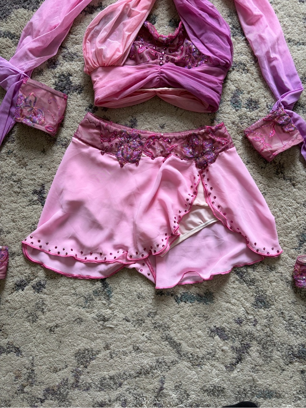 Custom Light Pink Two Piece Dance Costume - Picture 4 of 7
